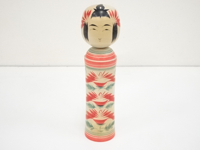 JAPANESE FOLK CRAFT / WOODEN KOKESHI DOLL / 24.7cm / SIGNED ARTISAN WORK